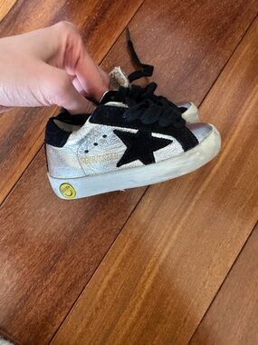 Golden Goose Kids Silver & Black Sneakers